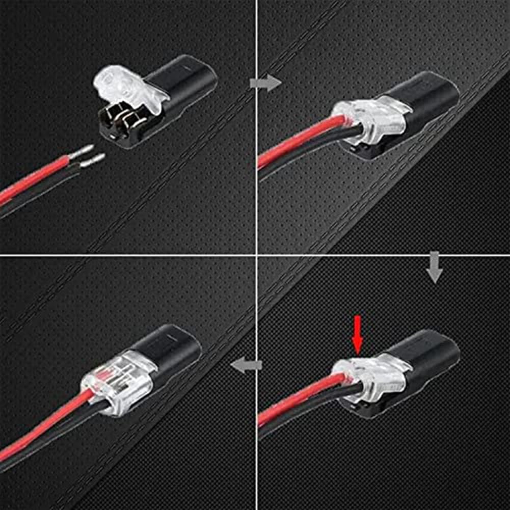 60Pcs Double Wire Plug in Connector Led Light Strip Connectors 2 Pin,Low Voltage Wire Connector with Locking Buckle, No Wire Stripping Cutting