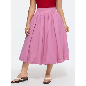 BLOOMCHIC Plus Size Cotton Pockets Bubble Hem Midi Skirt [M-6X]2026 Summer Vibes Swimweek