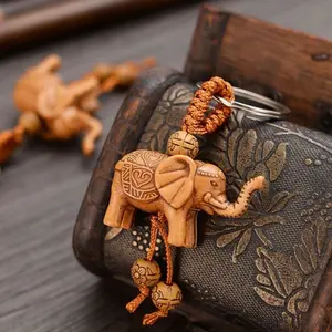 Lucky Elephant Rubber Material Pendant Keychains Chain Gift leather keychain woman key