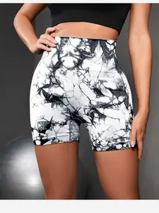 Women's Seamless Tie-Dye Gym Shorts, Multi-Color, High-Waist Slim Fit, Anti-Squat Design, Perfect for Gym and Various Sports, Skinny Workout Shorts