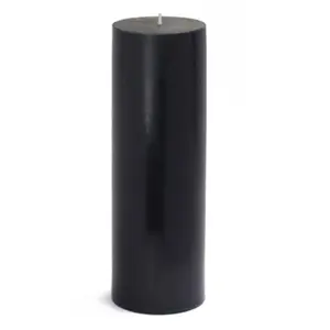 212 MAIN Unscented Handpoured Smokeless Decor Pillar Candle, 3x9 in. Large Black Traditional Long-Burning Candle for Camping, Decoration, Housewarmings & Events, Household Room Use