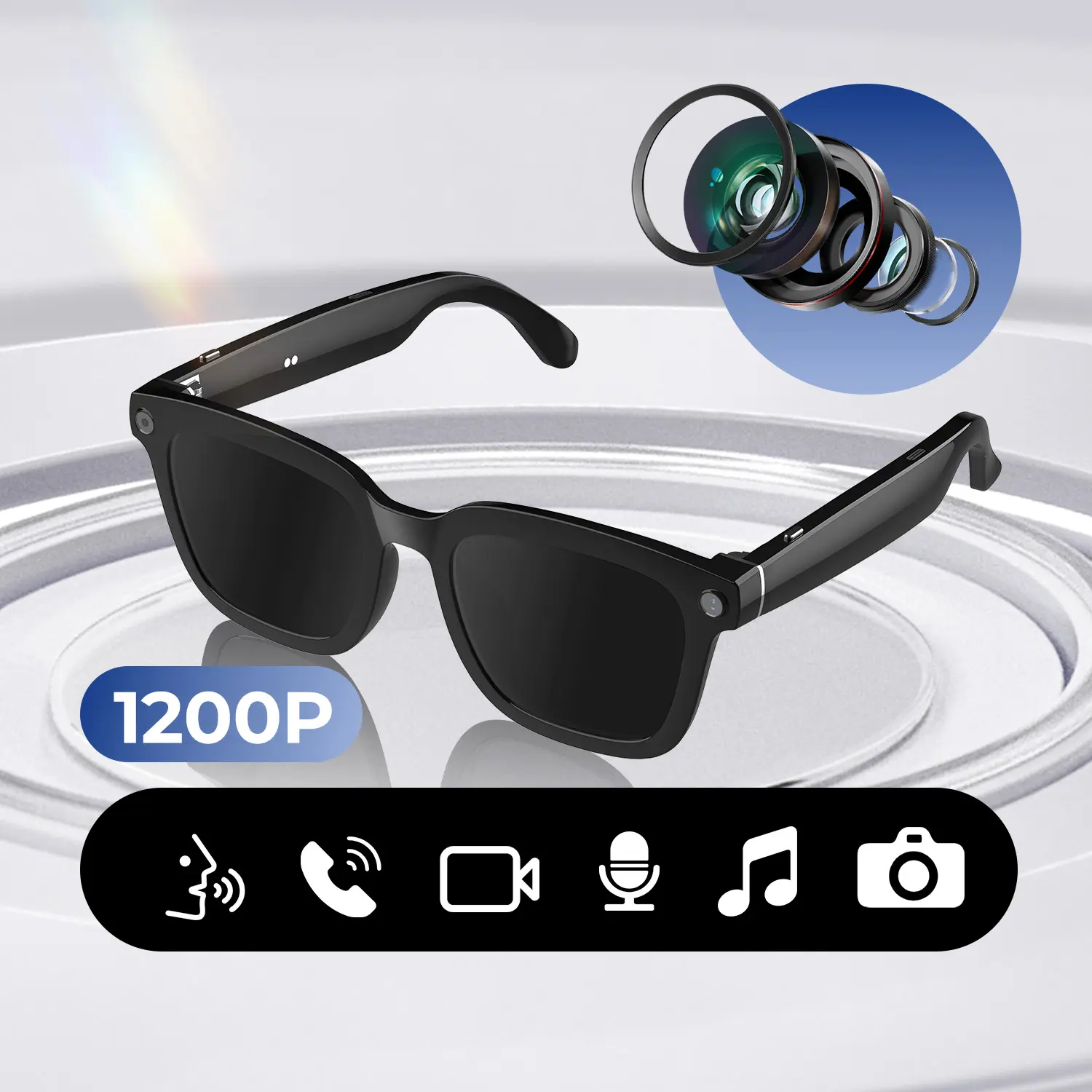 Camera-ready Smart Glasses, Multifunctional Smart Glasses, 1080P HD Camera, Voice Control Smart Translator, Multi-functional Touch Wireless Eyewear, Outdoor Travel Sports Glasses, Sunglasses with Cameras, Smart Wearables, Gifts