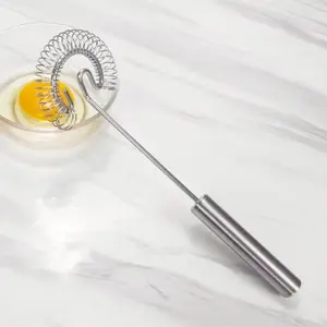 1pc Stainless Steel Small Manual Multi-function Egg Beater Spring Coil Delicate Egg Beater, Milk and Egg Beater Blender, Cream Stirrer, Egg Whisk, Kitchenware