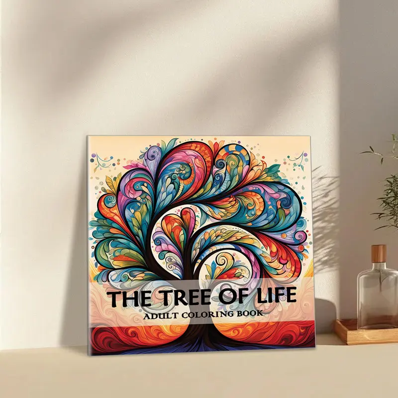 The Tree Of Life Themes Coloring Book, 1 Count 32 Pages Ink-proof Exquisite Pattern Watercolor Floral Design Painting Book, Art Supplies for Home and Campus Activities