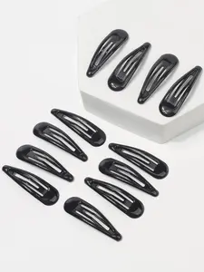 12pcs Simple Plain Oil-glossy Flat Hair Clips, Casual Versatile Hair Accessories for Women & Girls, Simple Style Plain Color Temperament Seamless Bangs Clip for Party, Daily Clothing Decor
