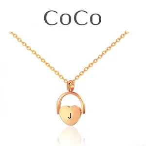 Tiny Initial Necklaces for Women Golden Heart Letter A-Z Necklace Dainty Heart Name Necklace Personalized Initial Tag Pendant Birthday Gifts Anniversary Gifts Jewelry for Women Girls Valentine's Day Gift....