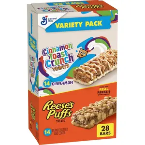 Cinnamon Toast Crunch and REESE'S Puffs Cereal Treat Bars Variety Pack, Snack Bars, 28 Ct, 23.8 oz