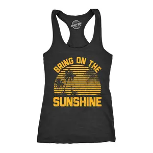 Womens Fitness Tank Bring On The Sunshine Tanktop Funny Summer Vacation Graphic Shirt Funny Racerback Tank Cute Slimming Tank tops comfortable soft top Funny Summer Sleeveless Tee Novelty Tank Tops for Women Black