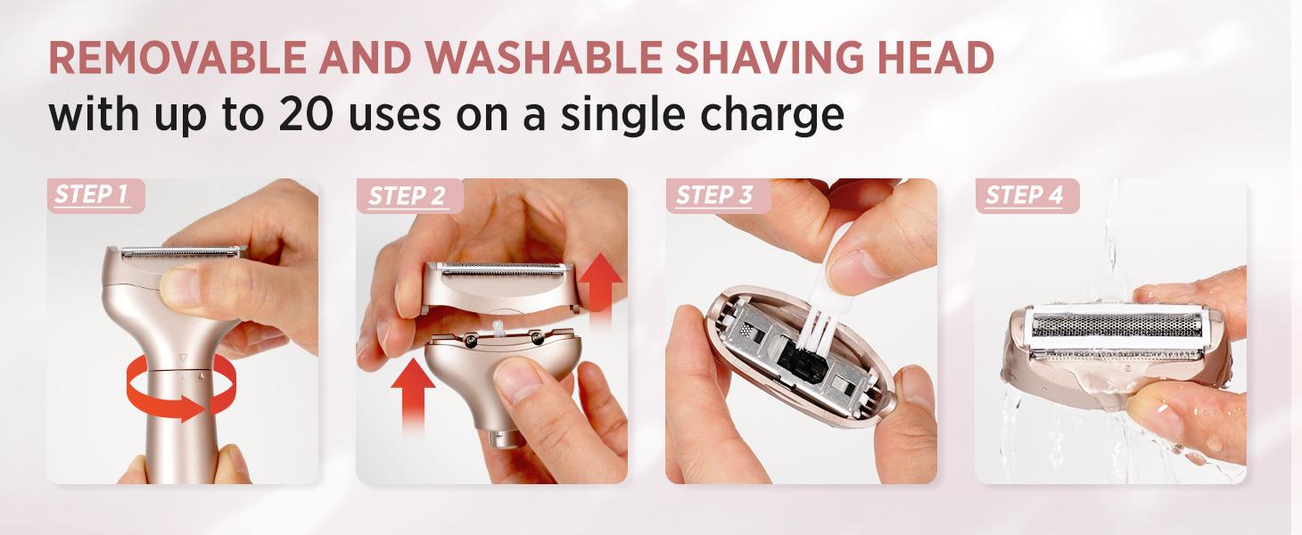 Portable Rechargeable Hair Removal Kit for Women - 2 in 1 Electric Razor for Face, Body, Leg, Bikini, Underarm & Arm - Brush Shaver Trimmer