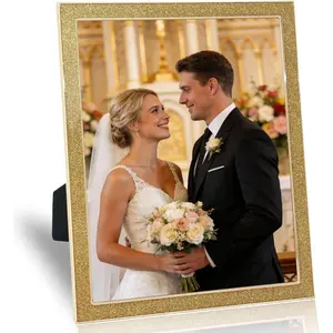 Enamel Picture Frames 8x10, 8 by 10  Glittering Photo Frame with Real Glass &  , Sparkling Metal frame for Tabletop or Wall, Amazing Weddings Graduation  & Wall Art Decor