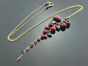 Genuine Ruby & Garnet Cascade Necklace • 14K Gold Filled Gemstone Jewelry • Red Birthstone Gift