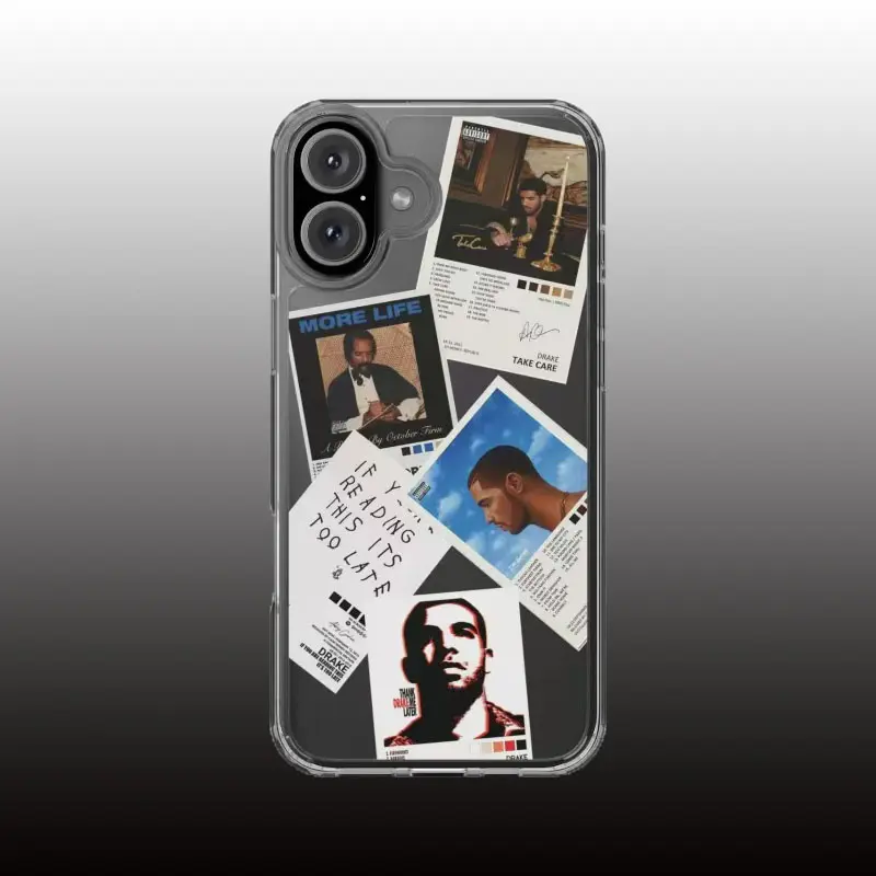 Transparent Soft Silicone Slim Fit Protective Casing for iPhone 11-16 - Drake Album Cover & Track List Design, Comfy Grip, Easy-On Silicone for Quick Swaps, Shockproof Smartphone Cellphone Handheld Devices Accessory