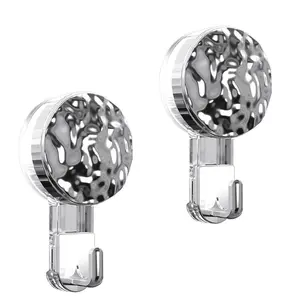 Clear Suction Cup Hook, 2 Counts/set Strong Vacuum Wall Mounted Hook, Punch Free Clothes Hook, Home Organizer for Kitchen Bathroom