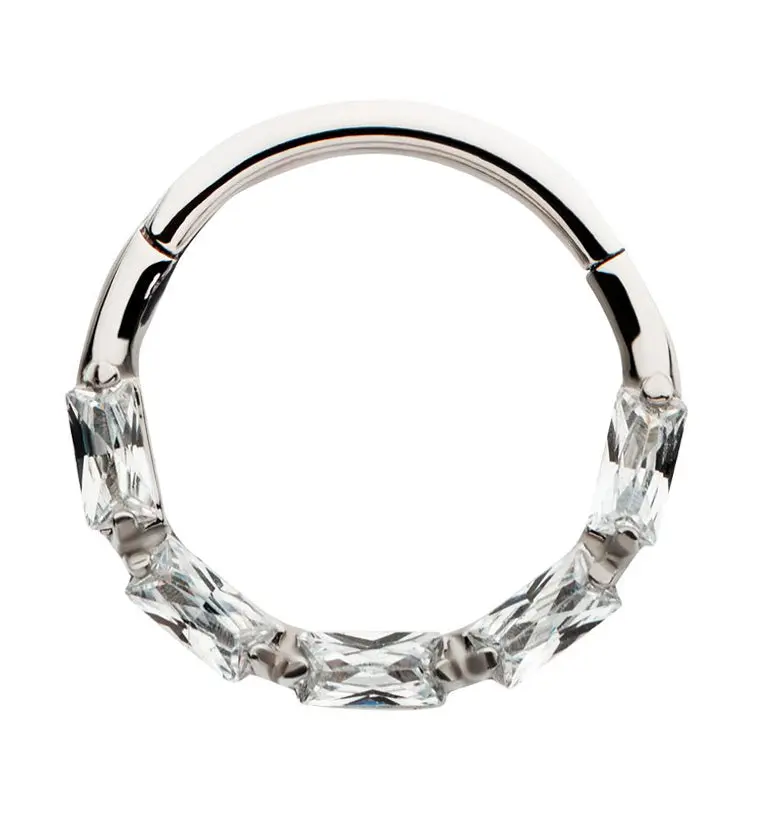 Women's Terrace Cubic Zirconia Stainless Steel Hinged Segment Ring, Hinged Ring for Women, Hinged Ring Women
