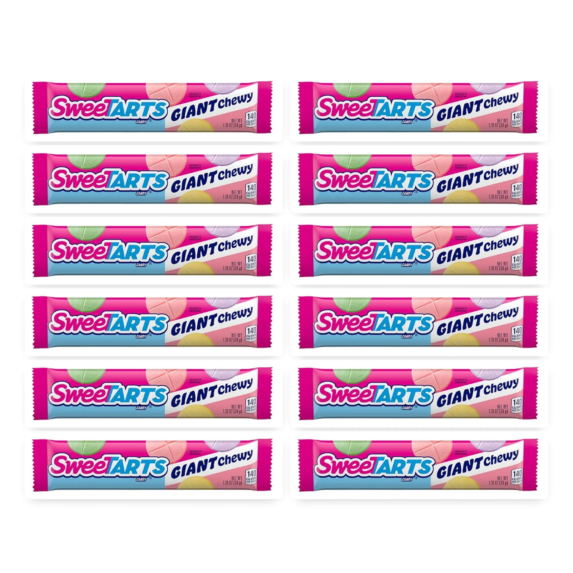Sweetarts Giant Chewy Candy, Sweet & Tart Fruit Flavored Chewy Tablets, Individually Wrapped Pouches