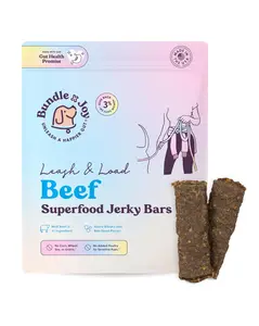 Bundle x Joy Leash & Load Real Beef Jerky Bars | Grain & Poultry Free Limited Ingredient Dog Treats with Superfoods | Blueberries, Chia Seeds & Sweet Potato | Sensitive Dogs, All Sizes | Made in USA