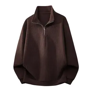 Spring and autumn stand-up collar half-zip stand-up collar sweater jacket for men, no hat trend stand-up collar jumper, autumn heavy sports half-zip jacket, half-turtleneck long-sleeved knitted sweater top, student youth daily sweater, soft and comfortabl