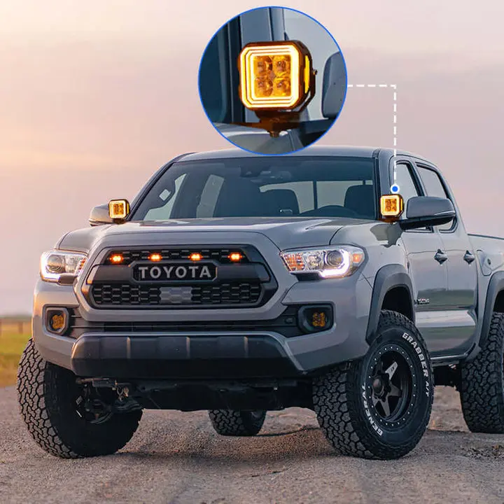 5 inch Dual Color Offroad LED Pod Lights with White/Amber DRL and A Pillar Ditch | 150° Spot Flood Combo Driving Lights | IP69K Waterproof for 2022-2026 Toyota Tacoma