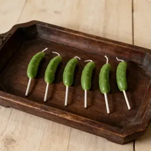 Cute Cucumber-Shaped Wax Candles Set of 6, Candle Gift Set, Fresh Realistic Look, Fun Kitchen Decor, Desktop Creative Ornament, Style Cure Items