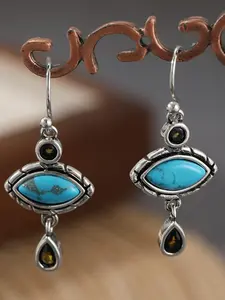 Artistic Vintage Turquoise and Crystal Earrings, Elegant Women's Jewelry for Christmas and Festive Occasions, All Seasons Wear