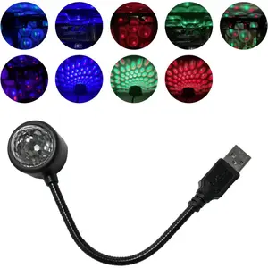 USB Star Night Light Projector, Portable Car Roof Sound Activated Atmosphere Lamp, Adjustable Auto Interior Atmosphere Decorative Light for Vehicle, Bedroom, Ceiling, Party