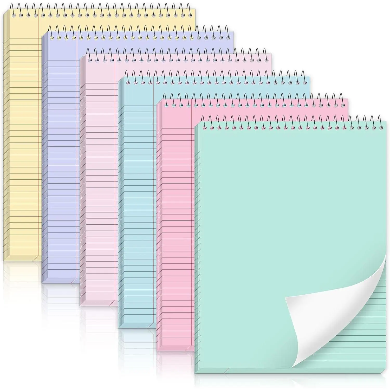 6 count Pastel Top Bound Spiral Notebooks 8.5" x 11" College Ruled Aesthetic Legal Pad Top Spiral Steno Pads Colored Paper Assorted Covers Spiral Notebook for Writing School Office Supplies