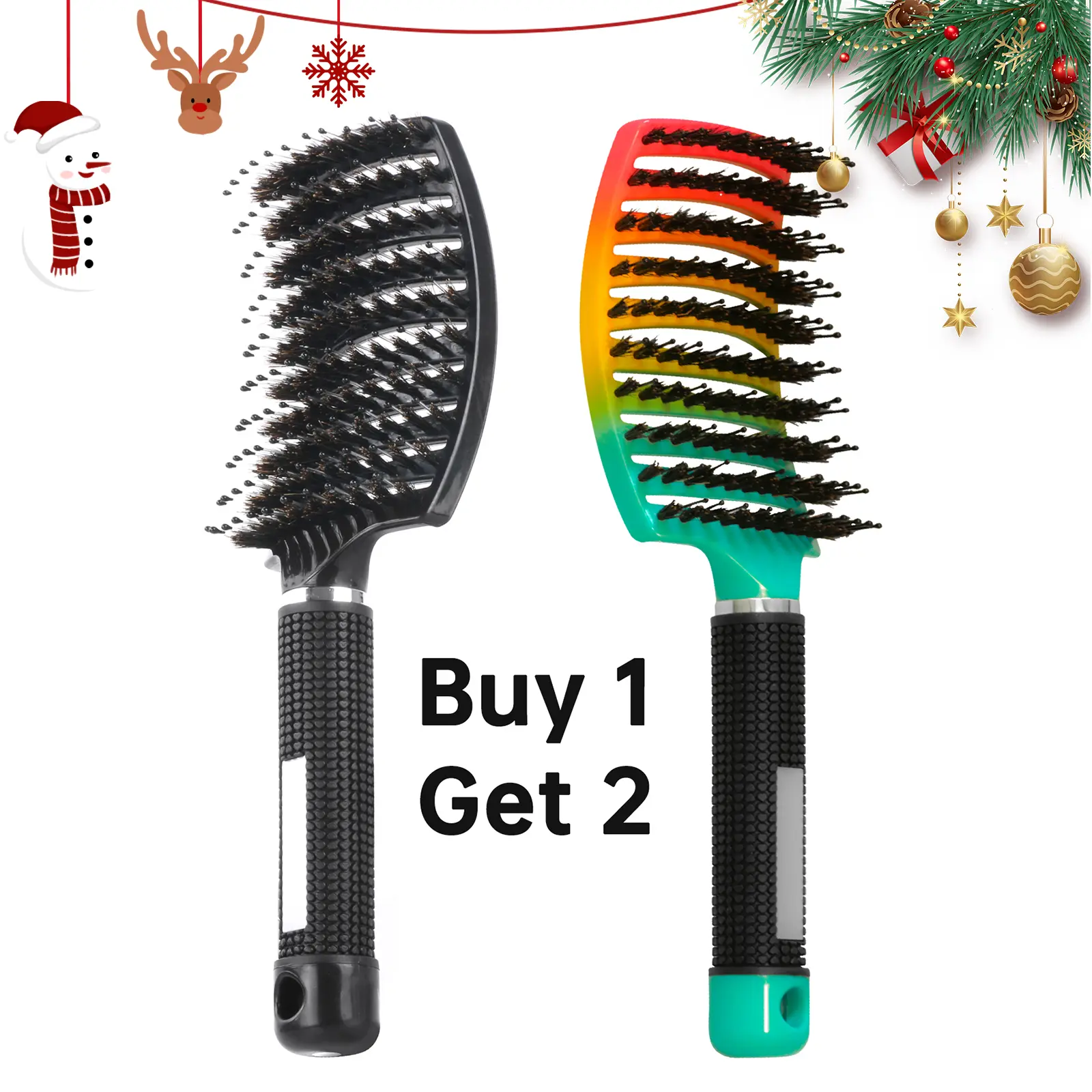 Buy 1 Get 2! Webeauty Curved Vented Paddle Brush | Faster Blow-Drying & Detangling for All Hair Types | Pro Styling Tool (Black + Colorful) | TikTokShopBlackFriday Perfect Christmas Gift
