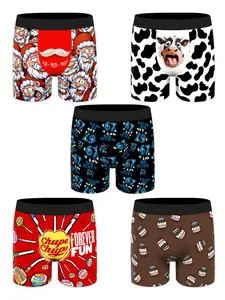 Men's 5 Pack Briefs, Printed Underwear All Seasons, Novelty Funny Prints, Casual Fitted Design, Elastic Waist, Sizes S-Xxxxl, Gift for Boyfriend