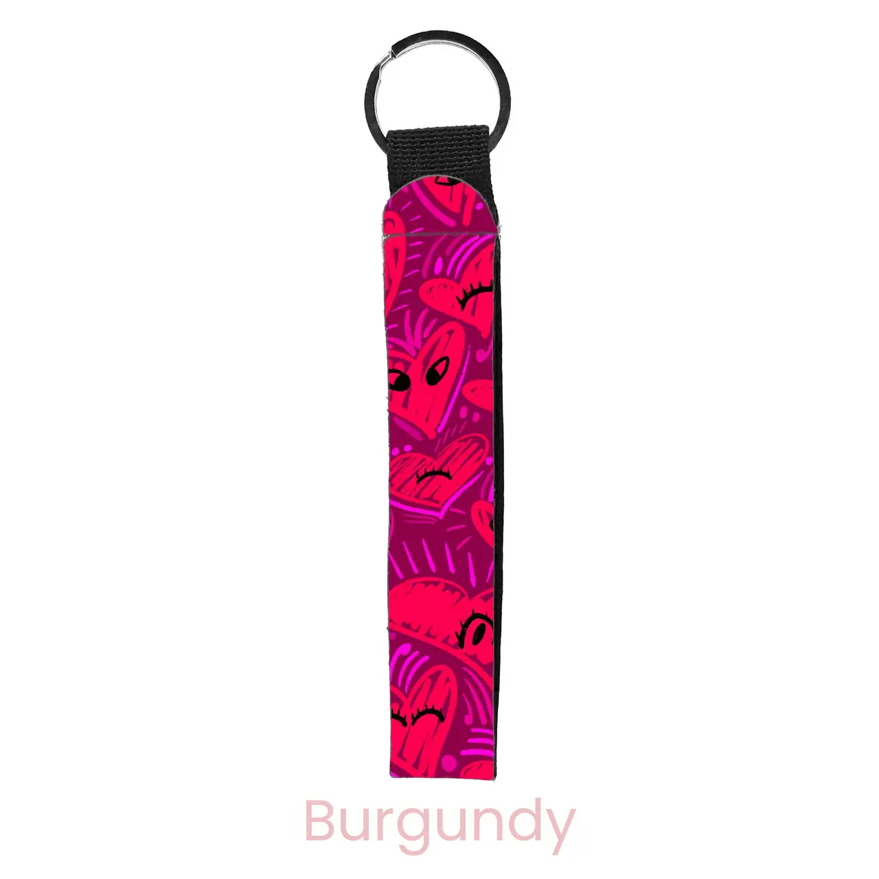 abbyrose Heart Eyes Wristlet Key Chain Burgundy