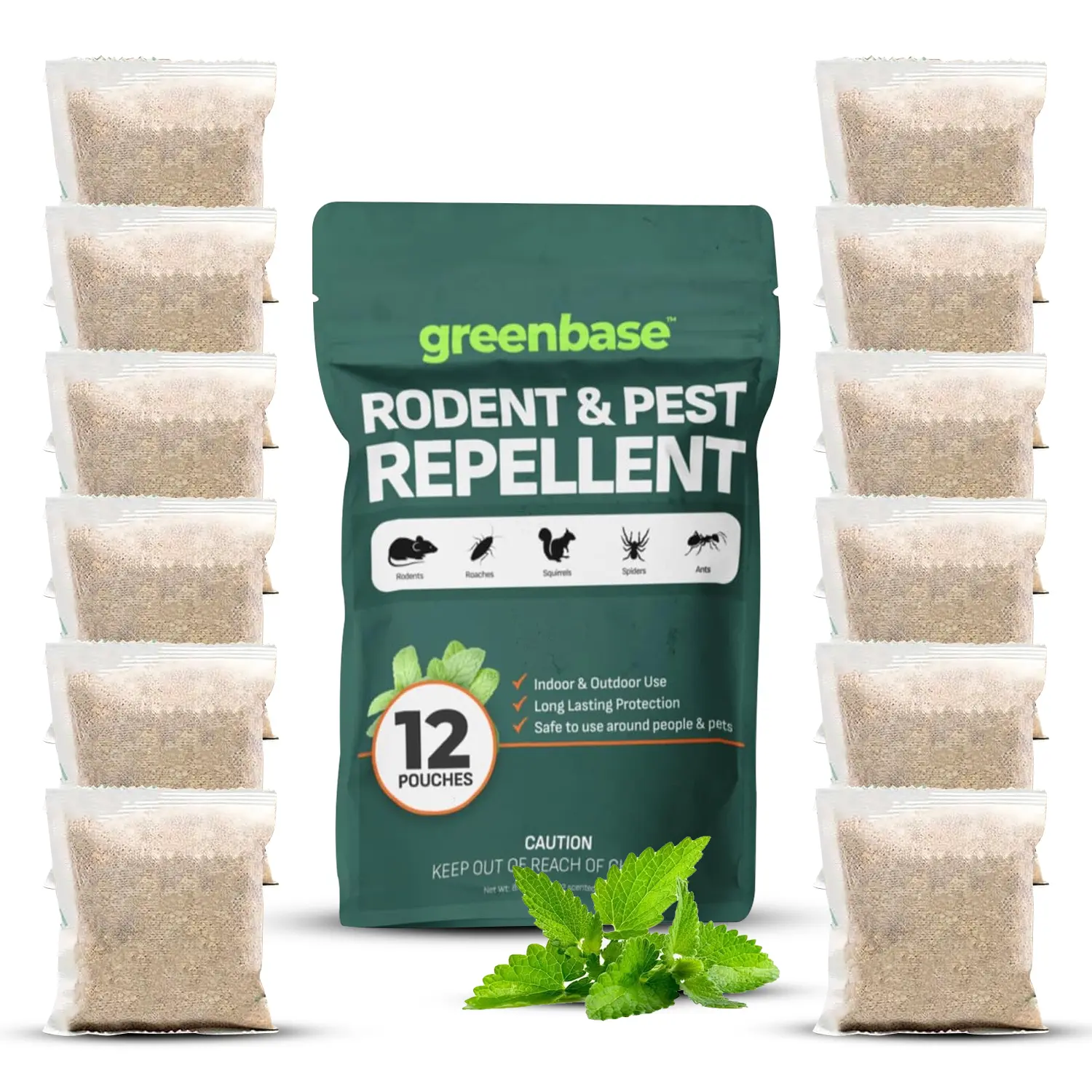 Natural Rodent Repellent Pouches – Peppermint Oil, Plant-Powered – Repels Mice, Rats & Squirrels, Mouse Repellent– Protects Indoor, Car, RV, Boat, Garage & Cabin – 12 Pouches