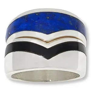 Mine Finds by Jay King Gallery Collection Lapis & Black Chalcedony 2-Piece Ring Set