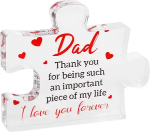 Fathers Day Gift for Dad - Father's Present, Dad Gifts from Daughter for Birthday Christmas, Cool Presents Ideas, Engraved Acrylic Block Puzzle Gift for Father 2.2 x 2.8 in