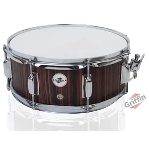 Snare Drum by GRIFFIN | 14" x 5.5"  Black Hickory PVC & Coated Head on Poplar Wood Shell | Acoustic Marching Percussion Instrument Set, Drummers Key, 8 Metal Tuning Lugs & Snare Strainer Throw Off Kit
