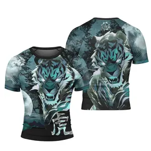 BattleFitGear Legend Tiger Soul | Men's Short Sleeve Rash Guard | BJJ & Fitness Rash Guard | Baselayer Compression Shirt for Jiu Jitsu & MMA