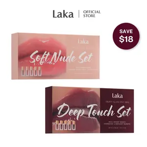 [Laka] Mini Fruity Glam Tint Set (2 options) - Glossy Lip Tint with a Lightweight, Non-Sticky Feel that Leaves a Transfer-Proof Stain, Summervibes