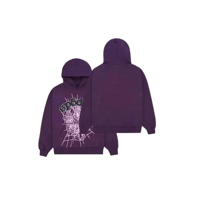 Sp Violet Tracksuit Set – Y2K Spider Web Hoodie & Sweatpants, Unisex Streetwear 2-Piece Outfit, Pullover Hoodie Set, Gift for Him & Her