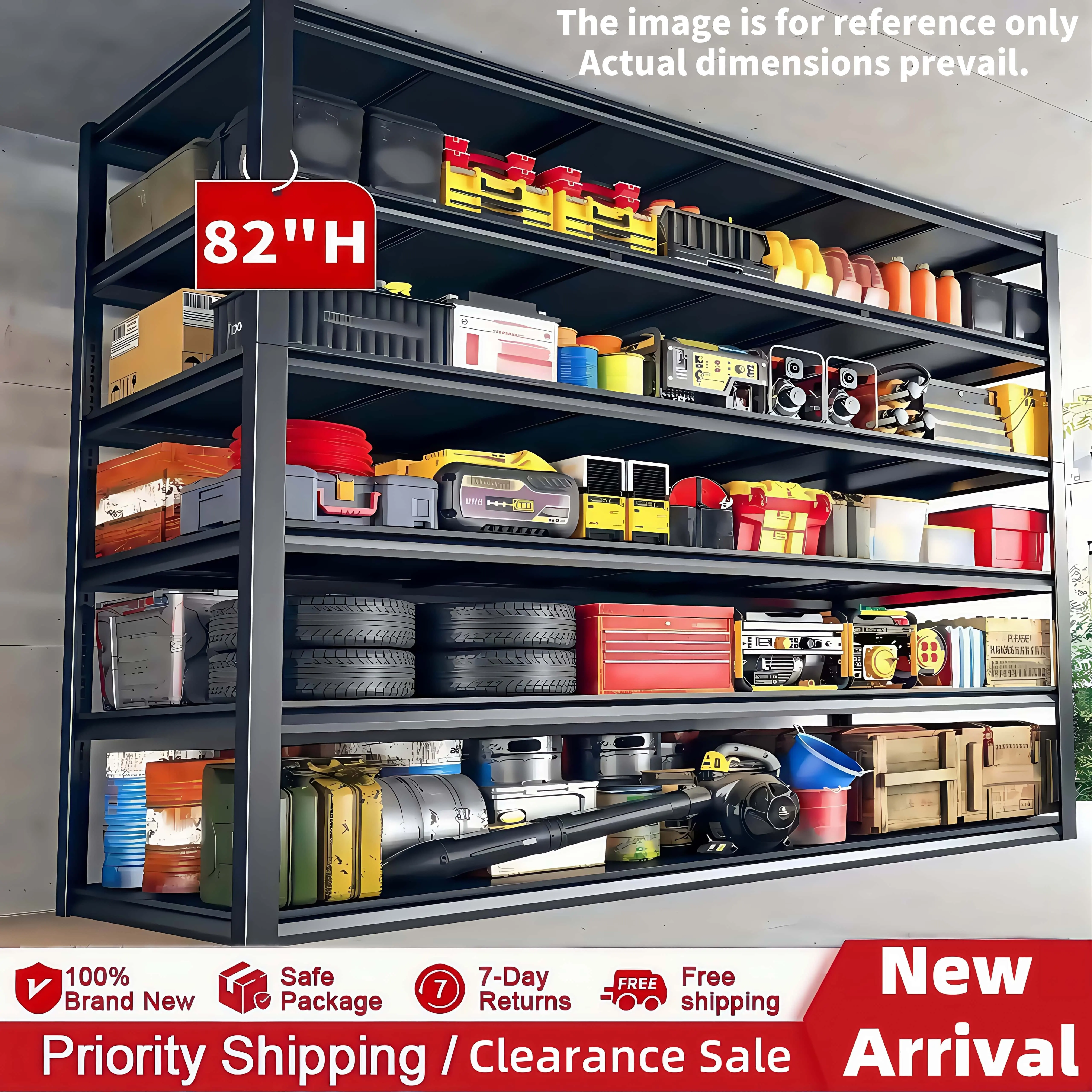 82" High Storage Rack, Heavy Duty Shelf Unit Load-Bearing 3000 Lbs, Adjustable 6 Layers Metal Racket, Commercial Food Storage Room, Warehouse Basement Organiser