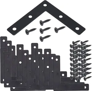 20Pcs Black L Flat Shape Braces Corner Bracket, 80X80 Mm Decorative Corner Brackets Mending Plate, Cold Rolled Steel 90 Dgree Angle Bracket for Wood Furniture Fixing Joyangy