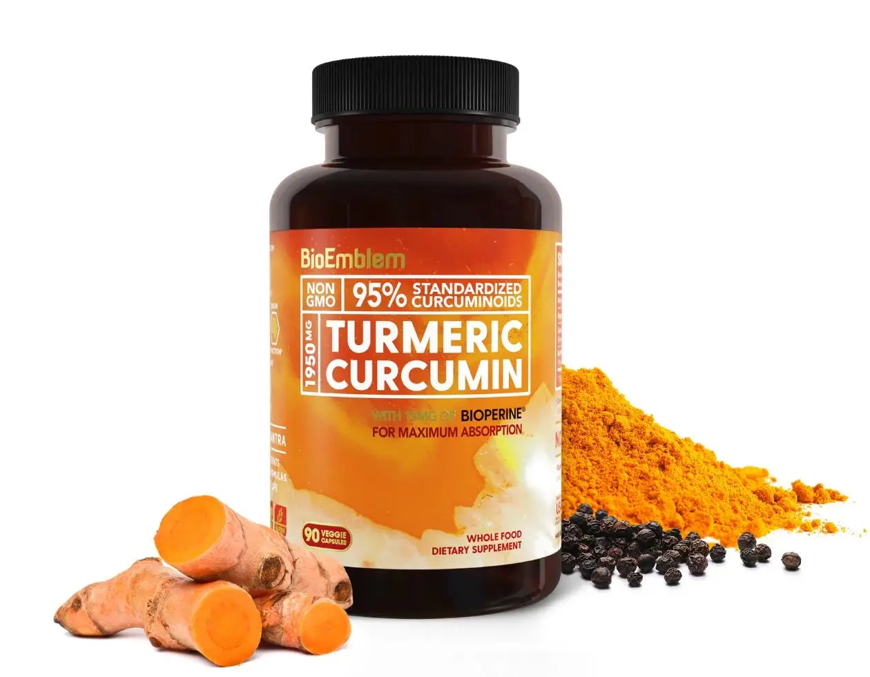 【BioEmblem】Nutrition Turmeric Curcumin Supplement with BioPerine | Joint Suppo...