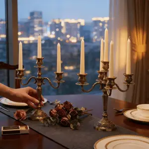 Gothic Style Metal Candlestick Holder, Carved Wax Cup Base, Alloy Construction Stand for Hotel Club Decorative Home Decor, Wedding Decoration, High-End Gift