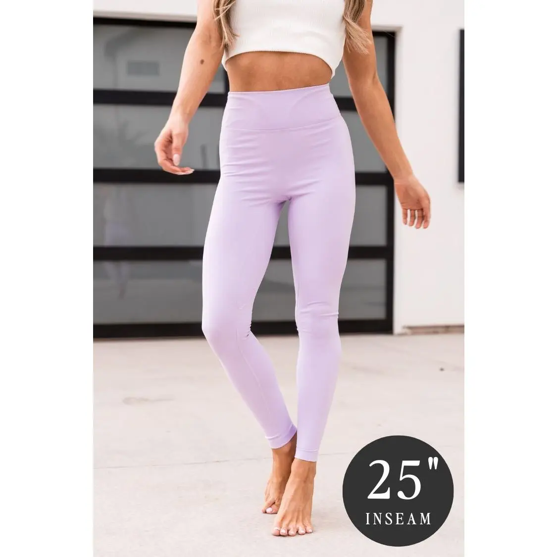 Women's Thick 25" Lilac High Waist Pocket Skinny Leggings - Smooth, Slimming, Elegant, Comfortable Fit, Versatile Women's Fashion, Durable Design, High Waist Leggings, No Front Seam Leggings
