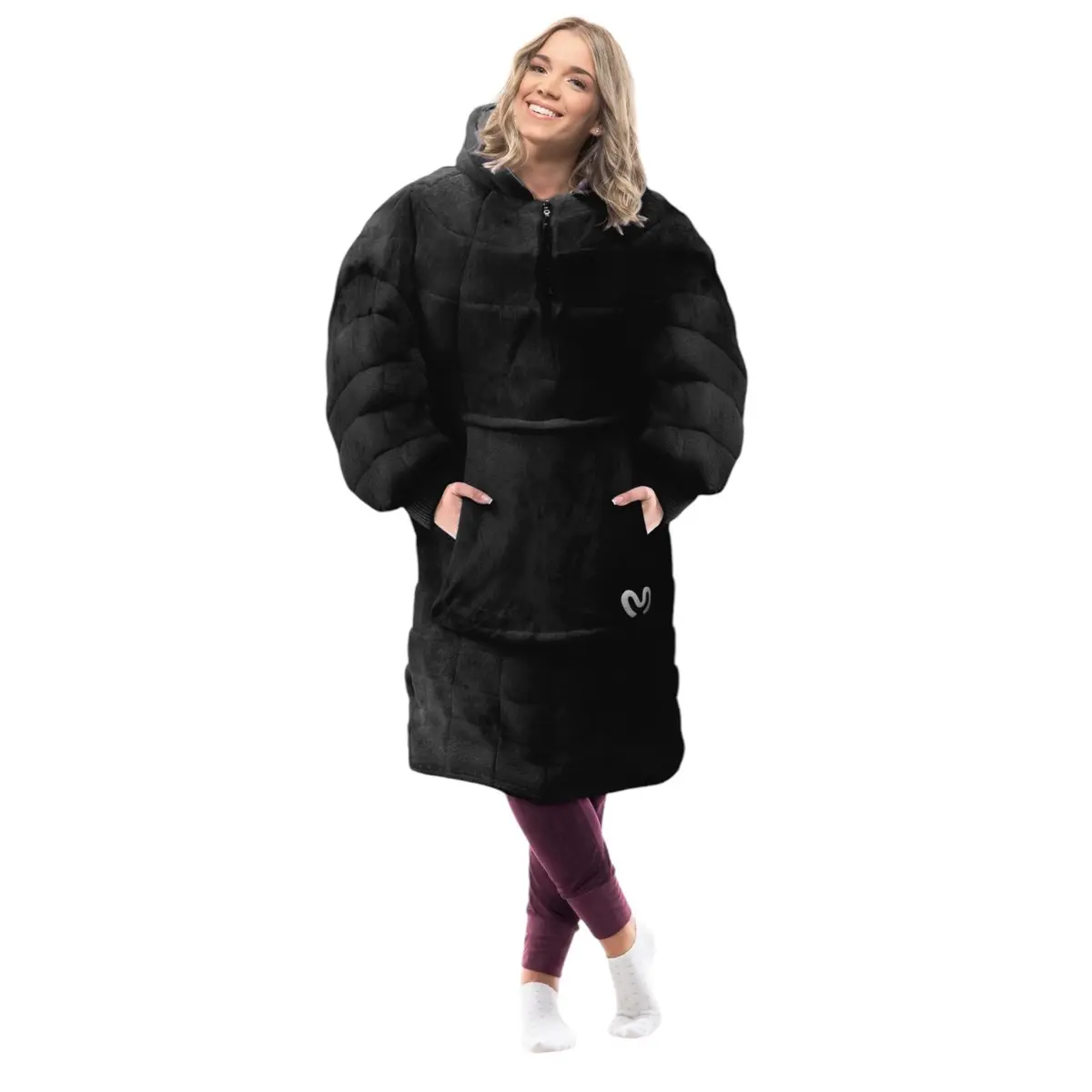 Black wearable weighted blanket