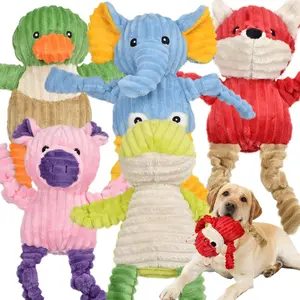 5 Pack Tough Stuffed Squeaky Plush Animal Dog Toys Assortment Value Bundle Puppy Pet Toys for Small Medium Large Dogs