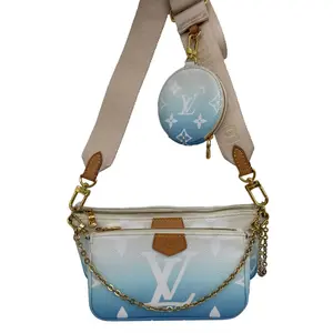 Pre-owned Louis Vuitton Canvas Crossbody Bags Multi Pochette Accessories By the Pool Monogram Giant Chain Clutch Bag Blue