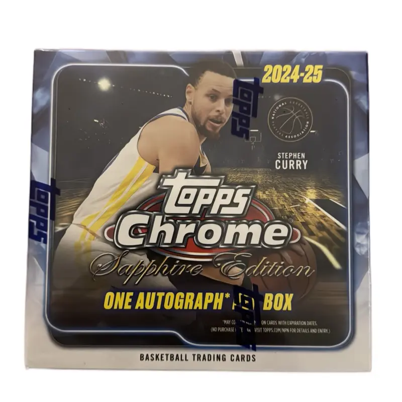 Topps 2024/25 Chrome Sapphire Edition Basketball Hobby Box with One Autograph Card Trading Cards