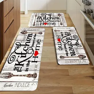 3 Pieces Kitchen Silicone Rubber Non-Slip Mat Set with Cute Print, Ideal for Forks and Knives, Durable and Easy to Clean Kitchen Accessories, Kitchen Runner Rug, Kitchen Rugs Sets