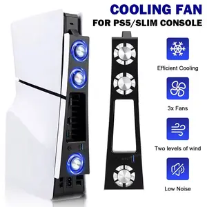 Ps5 Slim Ultra-Thin Cooling Fan, Quiet Heat Dissipation System for Ps5 Slim Digital Version/HDD Version, 3 Fans USB 3.0 Interface, Essential Gaming Accessory