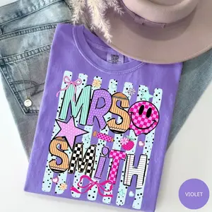[CUSTOM] Comfort Colors Custom Teacher Name Shirt, Mrs Smith Graphic Tee, Personalized Educator T-Shirt, Back To School Classroom Outfit, Teacher Gift Unisex Top