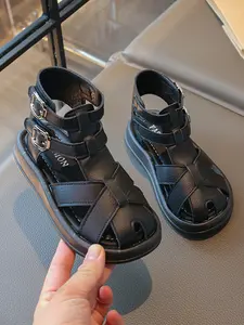 Girls' High-Top Roman Sandals, Sweet Cool Vintage Style, Adjustable Dual Buckle Design, Anti-Slip Wear-Resistant Breathable