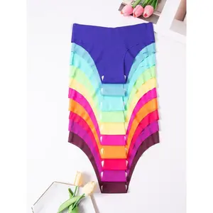 Women's Solid Color Seamless Knicker, Soft Comfy Pastel Breathable Drop Waist Panty for Daily Wear, Ladies Underwear for All Seasons